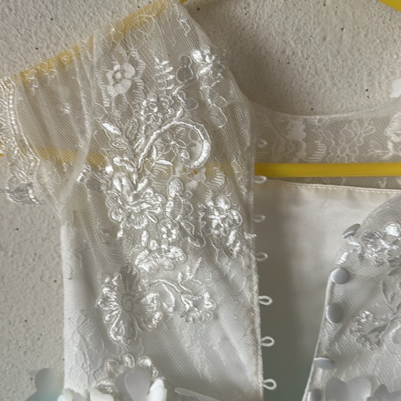 White $Blue Floral Tulle Dress with lace,    Appliqués rhinestones and p… - Picture 7 of 9